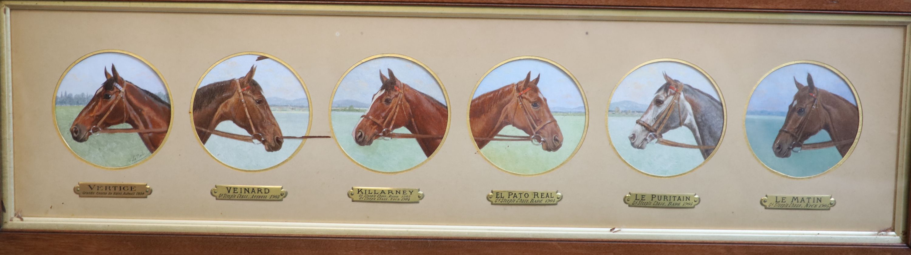 Marie Joseph Le Nail (French, 1842-1927), Portraits of racehorses and their trainer, Watercolour and gouache (12)